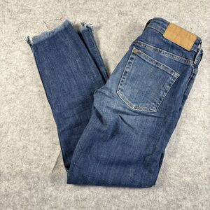 H&M &Denim Girfriend Fit Dark Raw Hem Tapered Denim Jeans Womens EU 32P US 0P